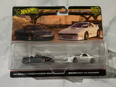 Hot Wheels Premium Car Culture 2 Pack '04 Mazda Mazdaspeed Miata & Mazda RX7 FC Pandem